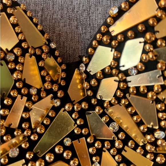 Corset Pearls Rhinestone Sequin Bustier Tops Party Push up Bra, Small - Picture 7 of 8